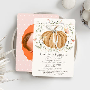 Invitación Mariposa de Flor Silvestre de Calabaza Rosa Cumple