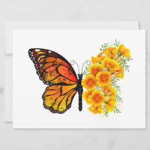 Invitación Mariposa de flores con amapola amarilla de Califor
