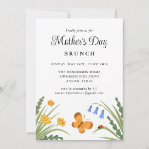 Invitación Mariposa de galimatías florales de Brunch del Día