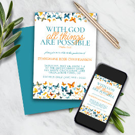 Invitación Mariposa de graduación "Con Dios todo es posible"