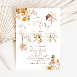 Invitación Mariposa de hadas Flor salvaje mágica 4º cumpleaño