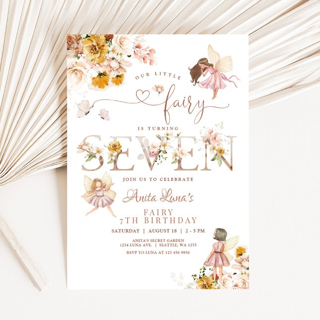 Invitación Mariposa de hadas Flor salvaje mágica 7 cumpleaños (Subido por el creador)