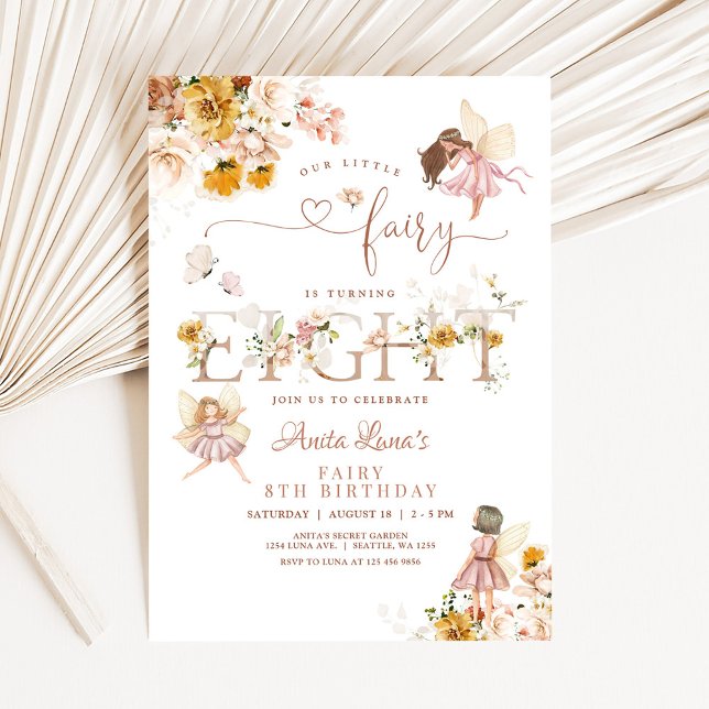 Invitación Mariposa de hadas Flor salvaje mágica 8 cumpleaños (Subido por el creador)