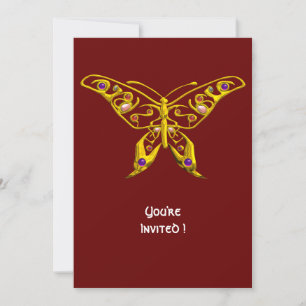 Invitación MARIPOSA DE Joya de Mantequilla Hiper Dorada con P