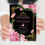 Invitación Mariposa de la Corona de Quinceañera Rosa Negra 15<br><div class="desc">Invitación a la Mariposa Mexicana de la Corona de Oro Rosa Negra Quinceañera Mi Quince Anos,  16º cumpleaños, </div>