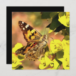 Invitación Mariposa de Lady pintada en Myrtle Spurge