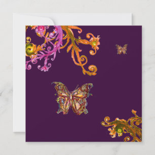 Invitación MARIPOSA DE ORO EN MORADO , Boda Elegante y con Cl