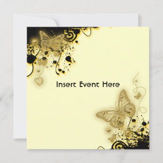Invitación Mariposa de oro negro elegante floral