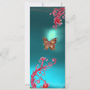 INVITACIÓN MARIPOSA DE ORO TURQUESA AZAUL PIEDRA PRECIOSA
