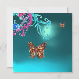 INVITACIÓN MARIPOSA DE ORO TURQUESA AZUL PIEDRA PRECIOSA