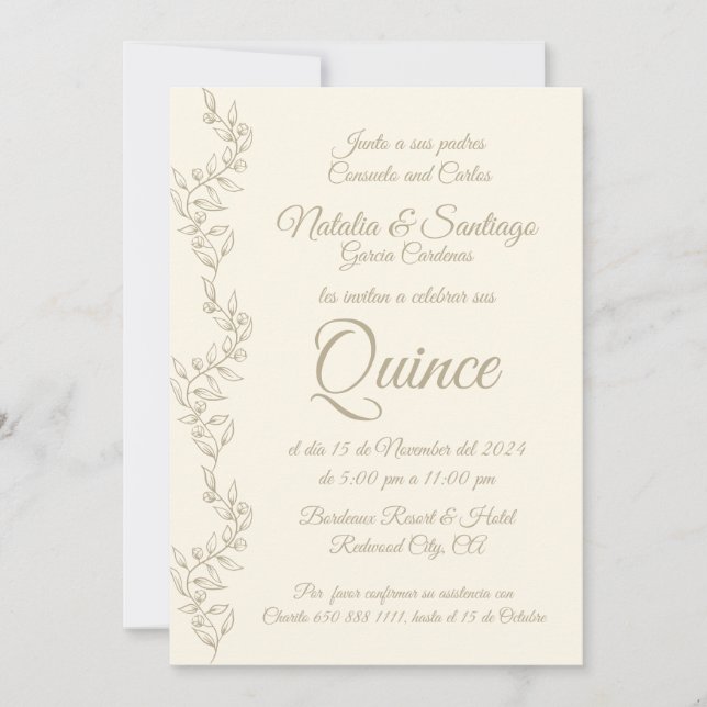 Invitación Mariposa de Quince Skater (Anverso)