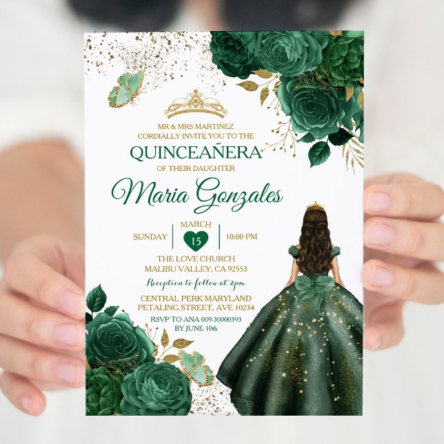 Invitación Mariposa de Quinceañera de Emerald Green (Subido por el creador)