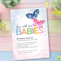 Mariposa debida con dos Chicas gemelos Baby Shower