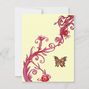 Invitación MARIPOSA DORADA, crema roja brillante