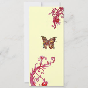 Invitación MARIPOSA DORADA, crema roja brillante