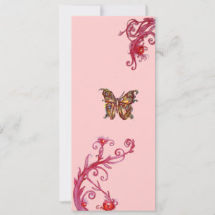 Invitación MARIPOSA DORADA, florituras brillantes de color ro
