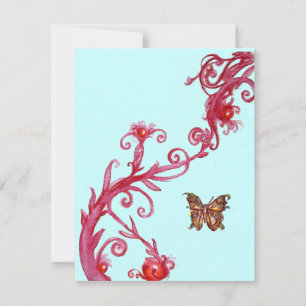 Invitación MARIPOSA DORADA, rojo brillante azul