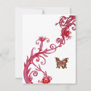 Invitación MARIPOSA DORADA, rojo brillante blanco