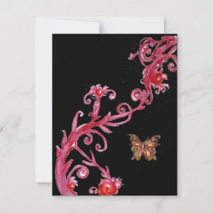 Invitación MARIPOSA DORADA, rojo brillante negro
