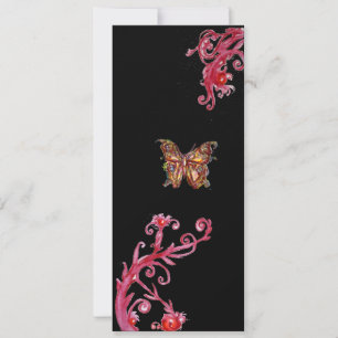 Invitación MARIPOSA DORADA , rojo brillante negro
