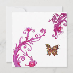 Invitación MARIPOSA DORADA , rosa brillante blanco