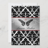 Mariposa dulce 16 Invitar damasco rojo esparkle