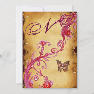 Invitación MARIPOSA ELEGANTE BODA  PARCHEMIN Monograma