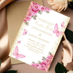 Invitación Mariposa elegante y floral Nuestra Boda