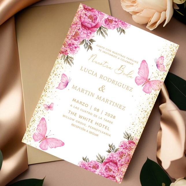 Invitación Mariposa elegante y floral Nuestra Boda (Subido por el creador)