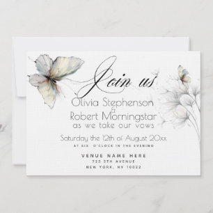 Invitación Mariposa elegante y pasteles de pelusa de dandelió