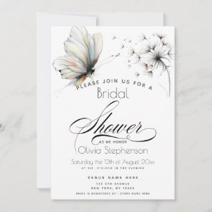 Invitación Mariposa elegante y pasteles de pelusa de diente d