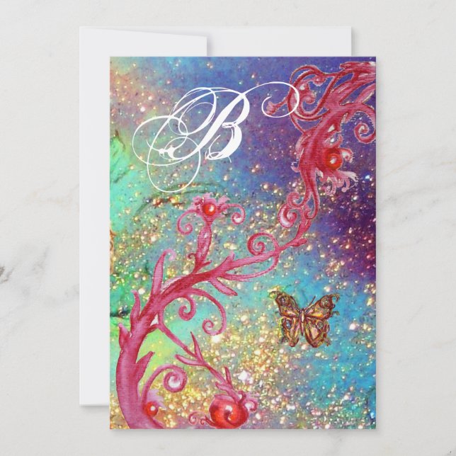 Invitación MARIPOSA EN BOMBAS 2 Monograma de Bodas Elegantes  (Anverso)