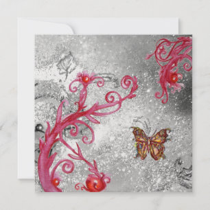 Invitación MARIPOSA EN BRILLOS Elegante boda hielo metálico