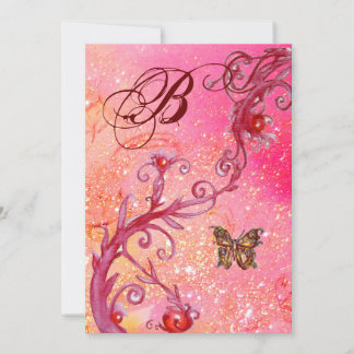 Invitación MARIPOSA EN BRILLOS Elegante Monograma de Boda
