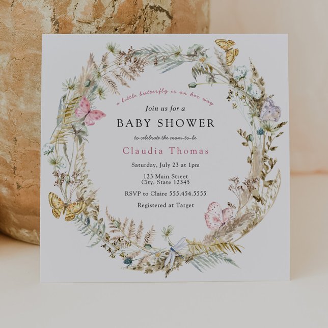 Invitación Mariposa en el Baby Shower Way Boho (Subido por el creador)