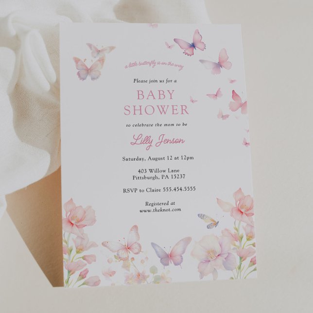 Invitación Mariposa en el Baby Shower Way Pink (Subido por el creador)