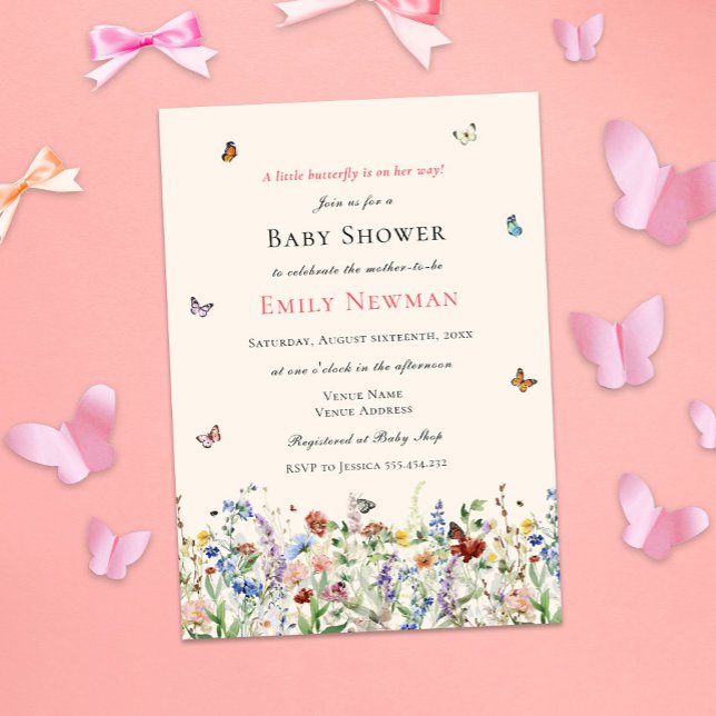 Invitación Mariposa en el camino | Boho Baby Shower (Subido por el creador)