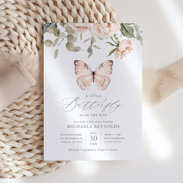 Invitación Mariposa en el camino del Chica Floral Rosa Baby S (Subido por el creador)
