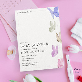 Invitación Mariposa en el camino Minimalista Baby Shower