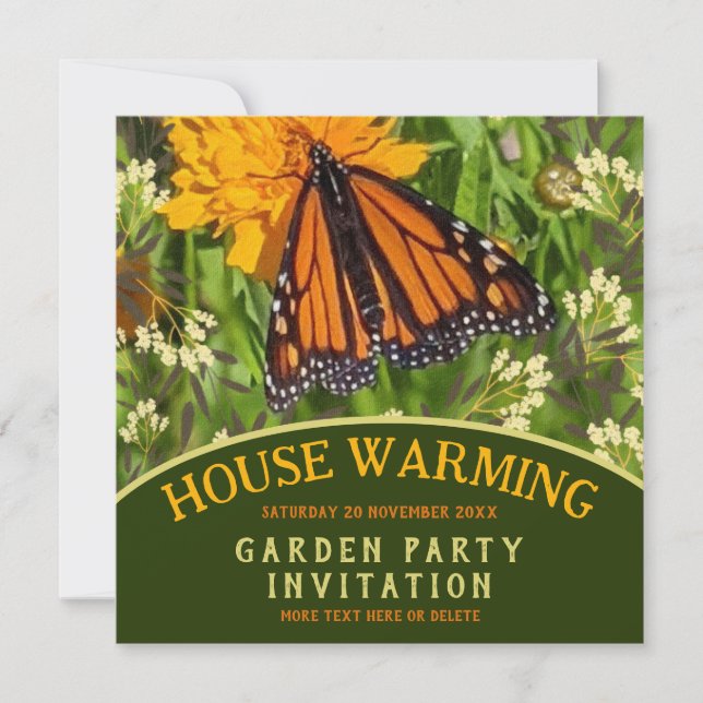 Invitación Mariposa en el Jardín de Flores Fiesta de Calentam (Anverso)
