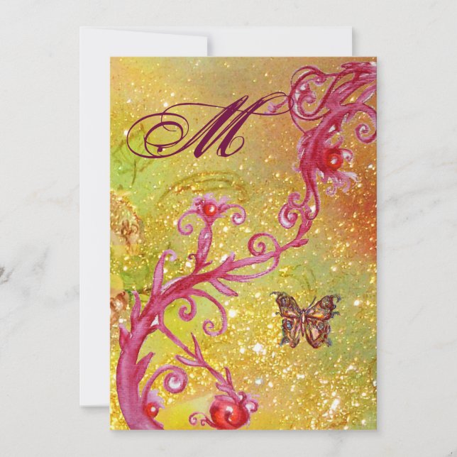 Invitación MARIPOSA EN ESPALOS 2 Monograma Elegante de boda (Anverso)