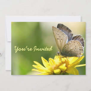 Invitación Mariposa en la ducha de novia amarilla invitada