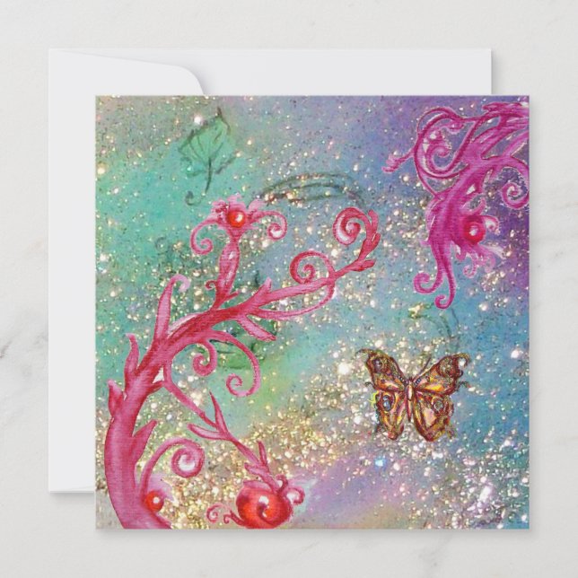 Invitación MARIPOSA EN SPARKLES Elegant Blue Wedding Party (Anverso)