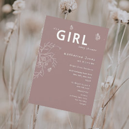 Invitación Mariposa es un Baby Shower Chica Mauve