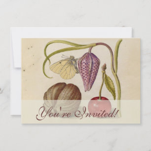 Invitación Mariposa Flor de nuez de nuez de flores de cerezo 