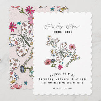 Invitación Mariposa Flor Silvestre