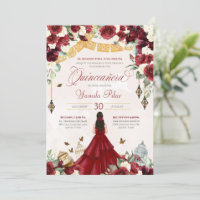 Mariposa floral blanca roja elegante Quinceanera V