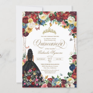 Invitación Mariposa Floral Bordado Mexicano Quinceanera