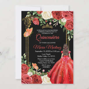 Invitación Mariposa floral de color Quinceanera Cumpleaños
