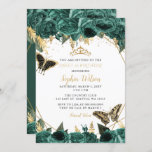 Invitación Mariposa floral de oro verde esmeralda 16<br><div class="desc">Elegante Mariposas Florales de Oro Verde Esmeralda 16 Invitación</div>